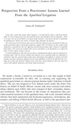 Perspectives From a Practitioner: Lessons Learned From the Apartheid Litigation - Harvard Law ...