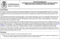 EXECUTIVE FORWARD PLAN - INCORPORATING NOTICE OF DECISIONS PROPOSED TO BE TAKEN IN PRIVATE SESSION AND NOTICE OF INTENTION TO MAKE A KEY DECISION ...
