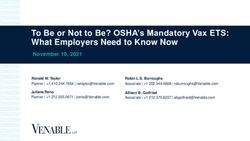To Be or Not to Be? OSHA's Mandatory Vax ETS: What Employers Need to Know Now - Venable LLP