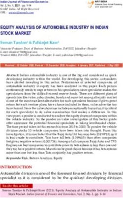 EQUITY ANALYSIS OF AUTOMOBILE INDUSTRY IN INDIAN STOCK MARKET - ARF India