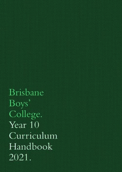 Brisbane Boys' College. Year 10 Curriculum Handbook 2021.