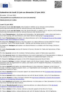 Calendrier du lundi 21 juin au dimanche 27 juin 2021 Brussels, 18 June 2021