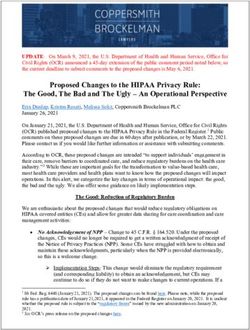 Proposed Changes to the HIPAA Privacy Rule: The Good, The Bad and The Ugly - An Operational Perspective - Coppersmith ...