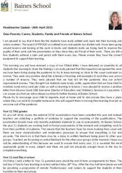 Headteacher Update -26th April 2021 Dear Parents, Carers, Students, Family and Friends of Baines School