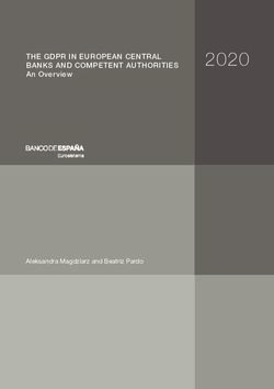 2020 THE GDPR IN EUROPEAN CENTRAL BANKS AND COMPETENT AUTHORITIES - An Overview - Aleksandra Magdziarz and Beatriz Pardo