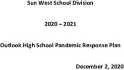 Sun West School Division 2020 - 2021 Outlook High School Pandemic Response Plan December 2, 2020