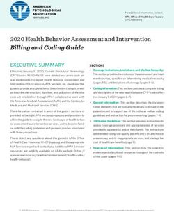 Billing and Coding Guide - 2020 Health Behavior Assessment and Intervention