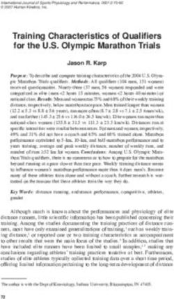Training Characteristics of Qualifi ers for the U.S. Olympic Marathon Trials