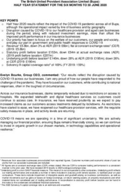 HALF YEAR STATEMENT FOR THE SIX MONTHS TO 30 JUNE 2020