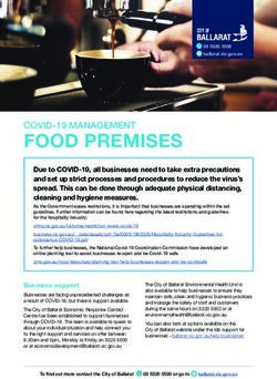FOOD PREMISES COVID-19 MANAGEMENT - City of Ballarat