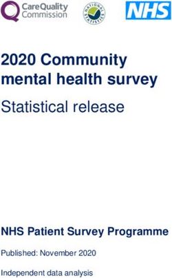 2020 Community mental health survey - Statistical release - NHS Patient Survey Programme Published: November 2020 Independent data analysis - CQC