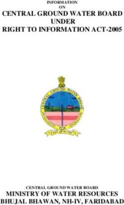 CENTRAL GROUND WATER BOARD - UNDER RIGHT TO INFORMATION ACT-2005 - MINISTRY OF WATER RESOURCES BHUJAL BHAWAN, NH-IV, FARIDABAD
