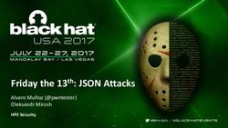 Friday the 13th: JSON Attacks - Alvaro Muñoz (@pwntester) Oleksandr Mirosh HPE Security - Black Hat