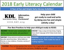 2018 Early Literacy Calendar