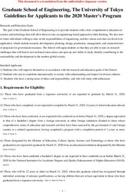 Graduate School of Engineering, The University of Tokyo Guidelines for Applicants to the 2020 Master's Program