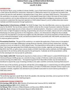 National Heart, Lung, and Blood Institute Workshop The Promise of NHLBI Data Science July 20 -21 2021