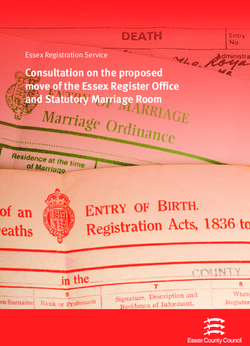Consultation on the proposed move of the Essex Register Office and Statutory Marriage Room - Essex Registration Service