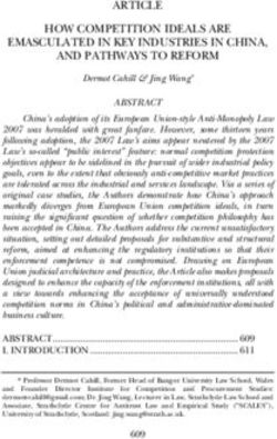 ARTICLE HOW COMPETITION IDEALS ARE EMASCULATED IN KEY INDUSTRIES IN CHINA, AND PATHWAYS TO REFORM