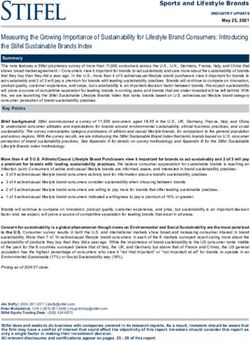 Measuring the Growing Importance of Sustainability for Lifestyle Brand Consumers: Introducing the Stifel Sustainable Brands Index