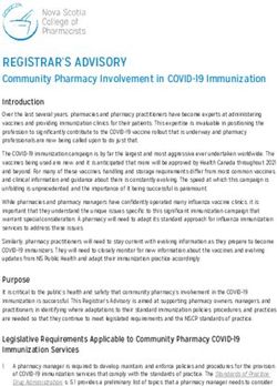 REGISTRAR'S ADVISORY Community Pharmacy Involvement in COVID-19 Immunization