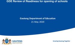 Gauteng Department of Education - GDE Review of Readiness for opening of schools 21 May 2020 - Southern ...