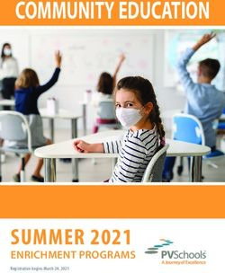 COMMUNITY EDUCATION - SUMMER 2021 ENRICHMENT PROGRAMS