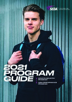 PROGRAM 2021 GUIDE SPORTS INDUSTRY - PROGRAM HIGH-PERFORMANCE PROGRAM - SEDA Group