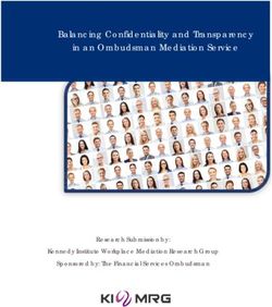 Balancing Confidentiality and Transparency in an Ombudsman Mediation Service - Research Submission by: Kennedy Institute Workplace Mediation ...