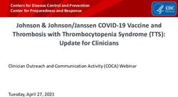 Johnson & Johnson/Janssen COVID-19 Vaccine and Thrombosis with Thrombocytopenia Syndrome (TTS): Update for Clinicians - CDC ...