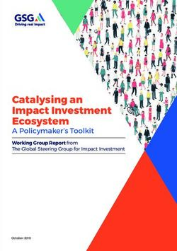 Catalysing an Impact Investment Ecosystem - A Policymaker's Toolkit Working Group Report from The Global Steering Group for Impact Investment ...