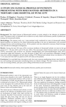 A STUDY ON CLINICAL PROFILE OF PATIENTS PRESENTING WITH RHEUMATOID ARTHRITIS IN A TERTIARY CARE HOSPITAL OF PUNE CITY - njmr.in