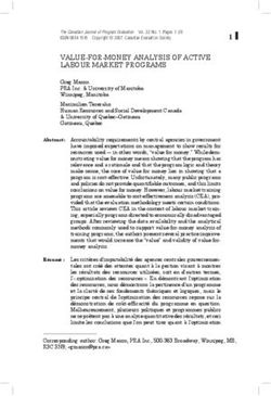 VALUE-FOR-MONEY ANALYSIS OF ACTIVE LABOUR MARKET PROGRAMS