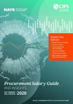 Procurement Salary Guide - AND INSIGHTS AND FINDINGS 2020 KEY TRENDS - INSIDE THIS REPORT