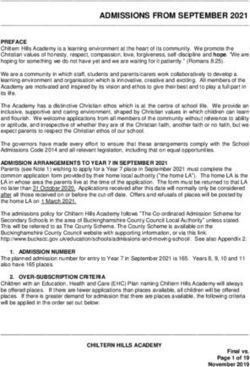 ADMISSIONS FROM SEPTEMBER 2021 - Chiltern Hills Academy