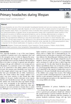 Primary headaches during lifespan - Andreas Straube1* and Anna Andreou2,3 - Journal of Headache and Pain