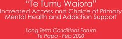 "Te Tumu Waiora" Increased Access and Choice of Primary Mental Health and Addiction Support - Health ...