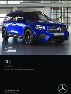 GLB Specifications October 2020 - From 02/ 2021 Production - Mercedes-Benz