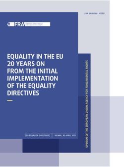 EQUALITY IN THE EU 20 YEARS ON FROM THE INITIAL IMPLEMENTATION OF THE EQUALITY DIRECTIVES - FRA OPINION 1/2021