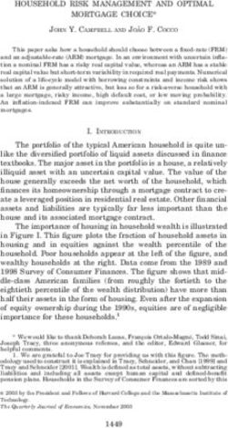 HOUSEHOLD RISK MANAGEMENT AND OPTIMAL MORTGAGE CHOICE