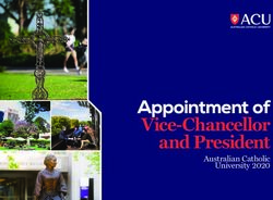 Vice-Chancellor and President - Appointment of Australian Catholic University 2020 - ACU