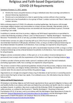 Religious and Faith-based Organizations COVID-19 Requirements