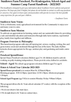 Sunflower Farm Preschool, Pre-Kindergarten, School-Aged and Summer Camp Parent Handbook 2022/2023 - Sunflower Farm