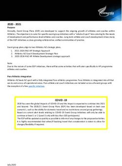 Event Group Plans 2020 - 2021 Purpose - Athletics New Zealand