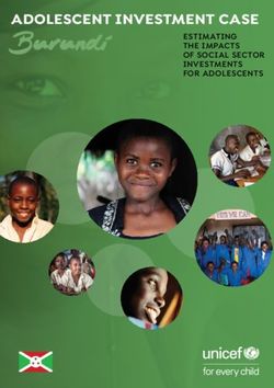 BURUNDI ADOLESCENT INVESTMENT CASE - ESTIMATING THE IMPACTS OF SOCIAL SECTOR INVESTMENTS FOR ADOL ESCENTS - UNICEF