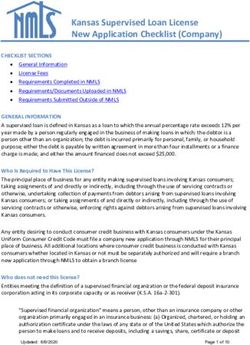 Kansas Supervised Loan License New Application Checklist (Company) - NMLS
