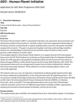 GEO - Human Planet Initiative; - Application for GEO Work Programme 2020-2022 Revised version 30/04/2019 - Group on Earth Observations