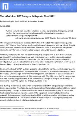 INSTITUTE FOR SCIENCE AND INTERNATIONAL SECURITY - May 2022