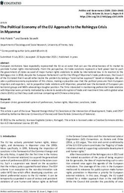 The Political Economy of the EU Approach to the Rohingya Crisis in Myanmar