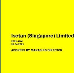 Isetan (Singapore) Limited - ADDRESS BY MANAGING DIRECTOR 2021 AGM 28.04.2021 - SGX