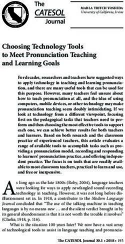 Choosing Technology Tools to Meet Pronunciation Teaching and Learning Goals - Eric